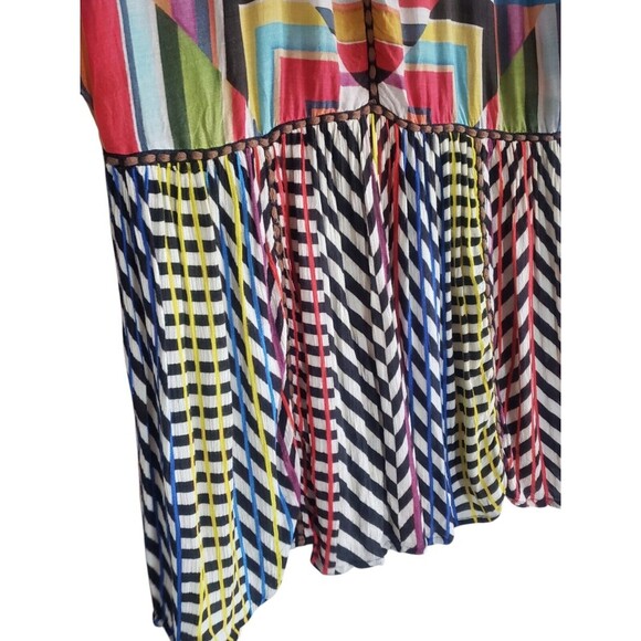 Anthropologie Conditions Apply Tunic Top Womens Medium Black Motif Lightweight - Picture 4 of 8